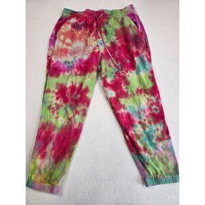 Tie-Dye Jogger Pants Sound Style M Linen Blend Elastic Waist